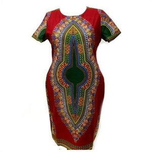 ALAYA African Print Dashiki  Midi Dress - Zabba Designs African Clothing Store