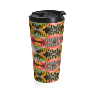 Pink and Green  Kente Print Stainless Steel Travel Mug - Zabba Designs African Clothing Store