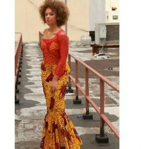 MIMI African Ankara Evening Gown - Zabba Designs African Clothing Store