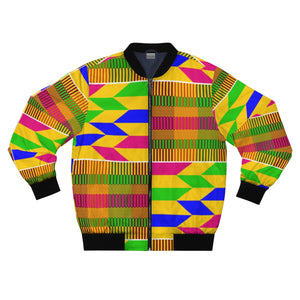Ghana Kente Print  Men's  Bomber Jacket - Zabba Designs African Clothing Store