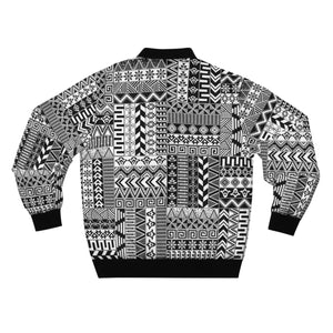Black And White African Print  Men's  Bomber Jacket - Zabba Designs African Clothing Store
