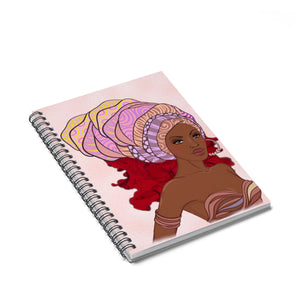 Pink Queen Headwrap Spiral Notebook - Ruled Line - Zabba Designs African Clothing Store