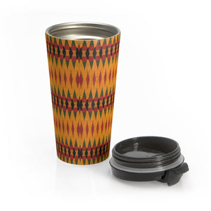 Orange Kente Print Stainless Steel Travel Mug - Zabba Designs African Clothing Store