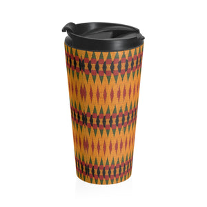 Orange Kente Print Stainless Steel Travel Mug - Zabba Designs African Clothing Store