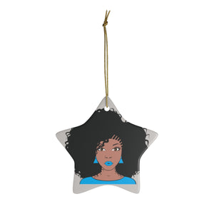 Miss Blue Afro Girl Ceramic Ornaments - Zabba Designs African Clothing Store