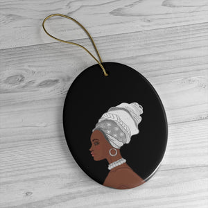 Melanin Queen White And Black Ceramic Ornaments - Zabba Designs African Clothing Store