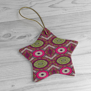 Green And Burgundy African Inspired Ceramic Ornaments - Zabba Designs African Clothing Store