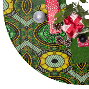 Green Aisha African Print Christmas Tree Skirt - Zabba Designs African Clothing Store