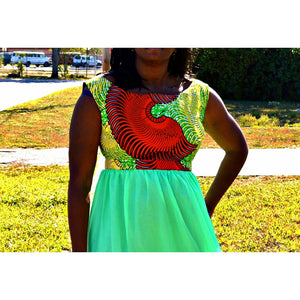 Seedy Green Maxi Chiffon Dress - Zabba Designs African Clothing Store
