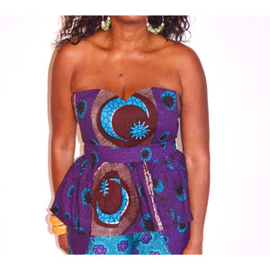 Tiffani Blue Off The Shoulder Peplum Top And Shorts Set - Zabba Designs African Clothing Store