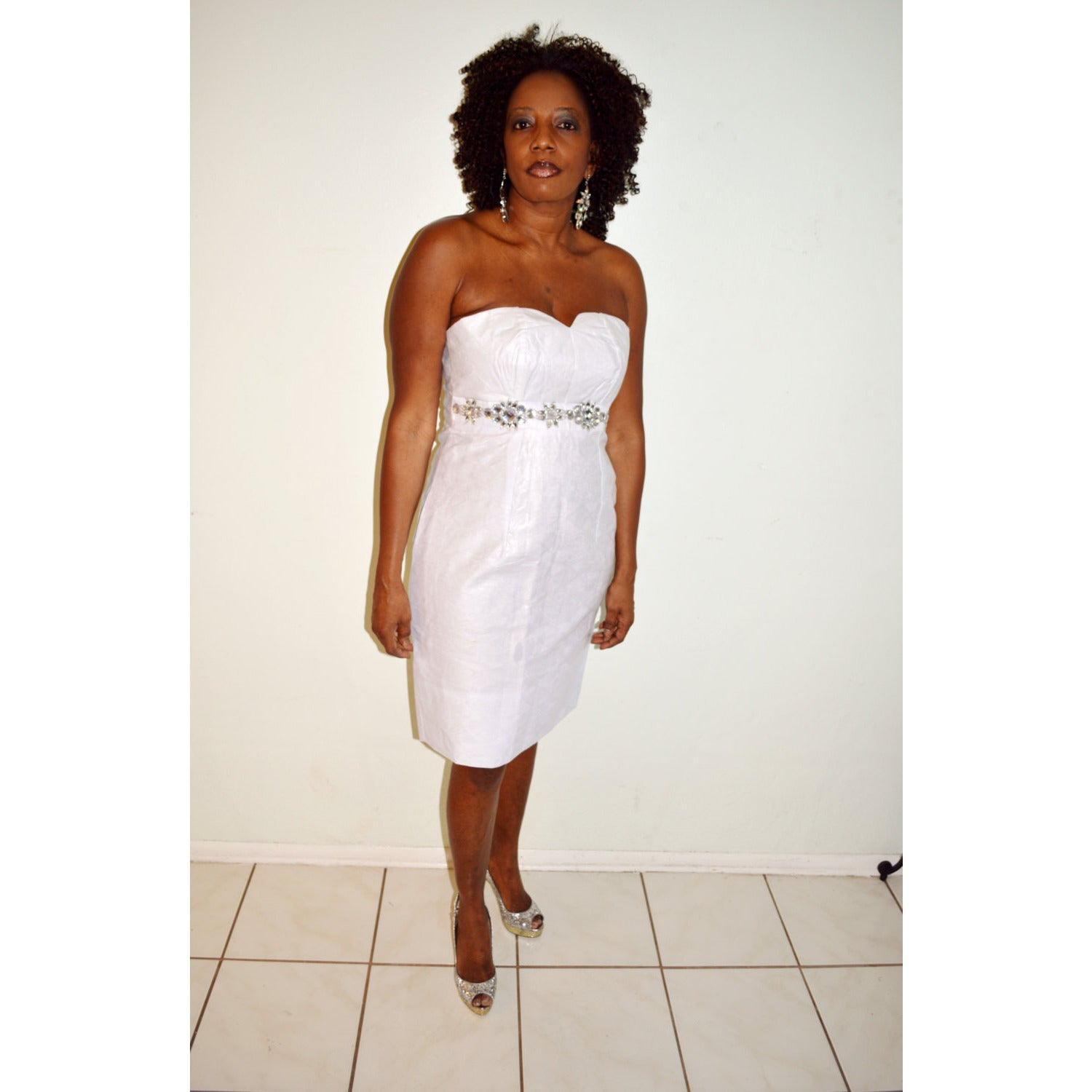 Knee Length White Strapless Cocktail Dress - Zabba Designs African Clothing Store Knee Length White Strapless Cocktail Dress - Zabba Designs African Clothing Store