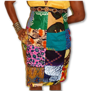 Ankara Print Patchwork Short Dress - Zabba Designs African Clothing Store
