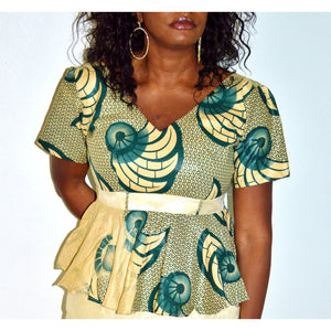 African Print Peplum Blouse - Zabba Designs African Clothing Store