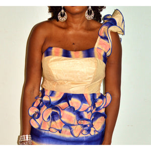 Blue And Pink Two Piece Dress - Zabba Designs African Clothing Store