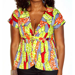 Orange And Yellow  pleated Jacket - Zabba Designs African Clothing Store