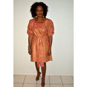 Brown And Pink Ankara Print African Dress - Zabba Designs African Clothing Store