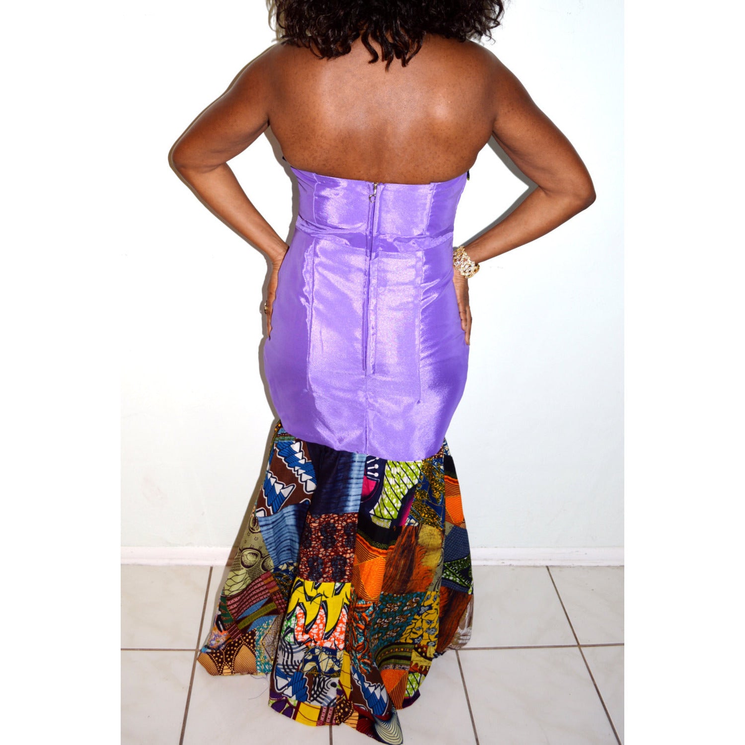 Lilac African Maxi Dress Patchwork Design Lilac African Maxi Dress Patchwork Design