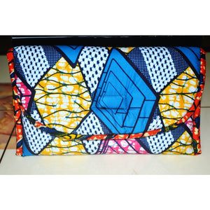 Blue And Pink Vlisco Print African Inspired Womens Clutch - Zabba Designs African Clothing Store