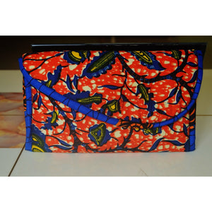 Orange And Blue Ethnic Fabric Print Clutch - Zabba Designs African Clothing Store