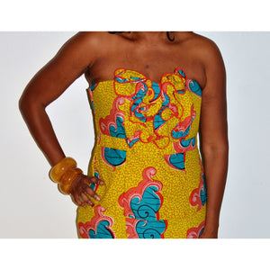 Mustard African Ruffle Two Piece Skirt Set - Zabba Designs African Clothing Store