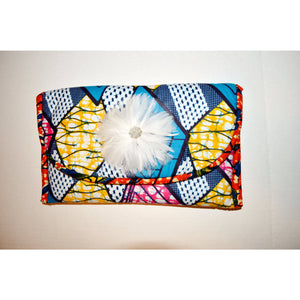 Blue And Pink Vlisco Print African Inspired Womens Clutch - Zabba Designs African Clothing Store