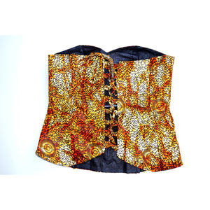 Brown African Tiger Print Bustier Party Top - Zabba Designs African Clothing Store