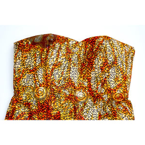 Brown African Tiger Print Bustier Party Top - Zabba Designs African Clothing Store