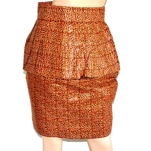 Ato Orange High Waist Peplum Pencil Skirt - Zabba Designs African Clothing Store