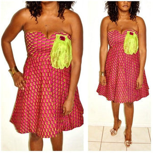 Strapless African Print Cocktail Dress - Zabba Designs African Clothing Store