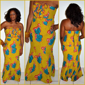 Mustard African Ruffle Two Piece Skirt Set - Zabba Designs African Clothing Store