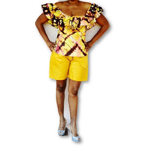 African Fashionable Mustard Tribal Shorts - Zabba Designs African Clothing Store