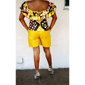 African Fashionable Mustard Tribal Shorts - Zabba Designs African Clothing Store