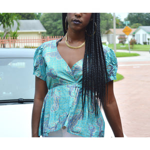Blue pleated Top Jacket - Zabba Designs African Clothing Store