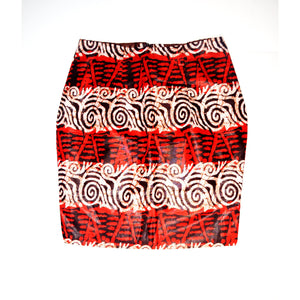 Red African Wax Print Mini Skirt - Zabba Designs African Clothing Store