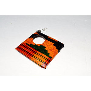 Large Fabric Covered Wood Earrings, Brown And Orange - Zabba Designs African Clothing Store