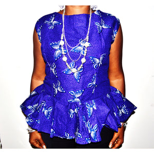 purple And White African Ankara Blouse - Zabba Designs African Clothing Store