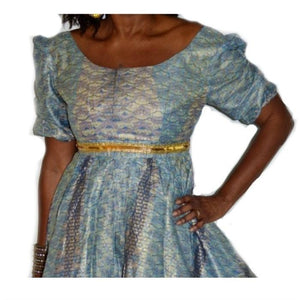 Blue Moon Ankara African Midi Dress - Zabba Designs African Clothing Store