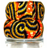 Orange Circle Fabric Cover Bangles Bracelet - Zabba Designs African Clothing Store