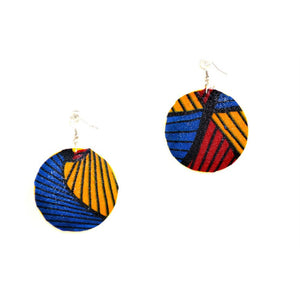 Red Blue And Yellow Fabric Cover Earrings African Jewelry - Zabba Designs African Clothing Store