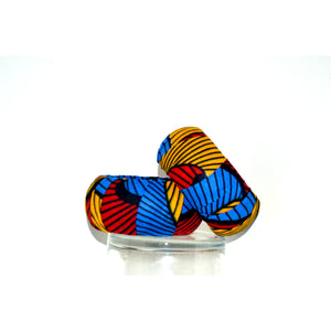 Blue And Red Wood African Print Bangles - Zabba Designs African Clothing Store