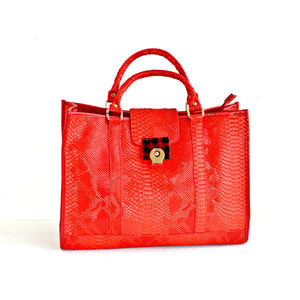 Brooke Red Top Handle Faux Leather Handbag - Zabba Designs African Clothing Store
