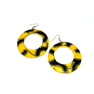Large Yellow Earrings Big Wood Earrings - Zabba Designs African Clothing Store