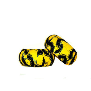 Yellow African Fabric Cover Wood Bracelet - Zabba Designs African Clothing Store