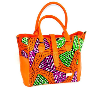 Orange African Print Large Hobo Bag - Zabba Designs African Clothing Store