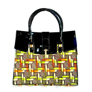 MACI Brown African Fabric Tote Bag - Zabba Designs African Clothing Store