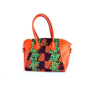 Peach African Print Designer Top Handle Hobo Bag Coral - Zabba Designs African Clothing Store