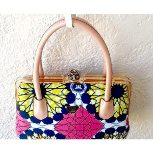 Gizelle African Print Pink Top Handle Bag - Zabba Designs African Clothing Store