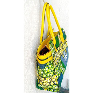 Green Top Handle African Wax Print Bag - Zabba Designs African Clothing Store