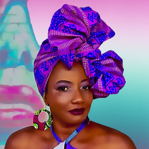 Queen Kente Print HeadWrap - Zabba Designs African Clothing Store