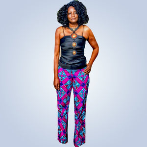 Seshe High Waisted African Print Wide Leg Pants - Zabba Designs African Clothing Store